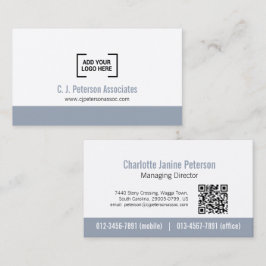 Eenvoudige professionele logo zilvergrijze QR-code Visitekaartje