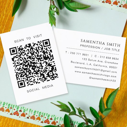 Eenvoudige Professionele Minimaal QR-code Visitekaartje