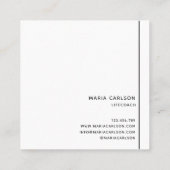 Eenvoudige professionele moderne zwart-wit vierkante visitekaartje (Achterkant)