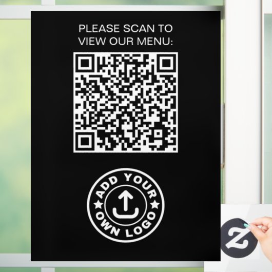 Eenvoudige professionele moderne zwarte QR-code Lo Raamsticker (Huis)