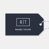 Eenvoudige Professionele Monogram Marine Witte Gre Cadeaulabel (Voorkant (Horizontaal))