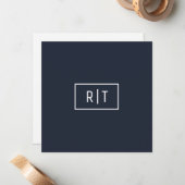 Eenvoudige Professionele Monogram Marine Witte Gre Notitiekaartje (Voorkant / Achterkant in situ)