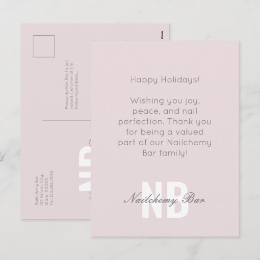 Eenvoudige professionele nagelsalon groet dank u feestdagenkaart (Voorkant / Achterkant)