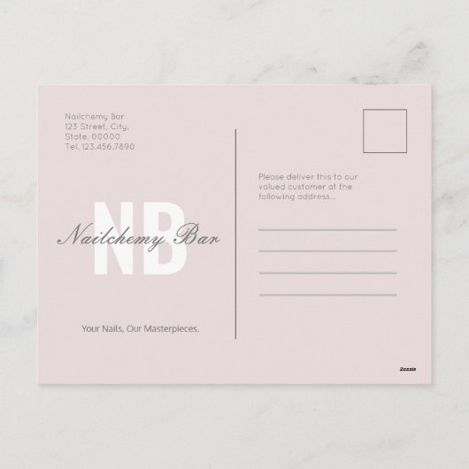 Eenvoudige professionele nagelsalon groet dank u feestdagenkaart (Achterkant)