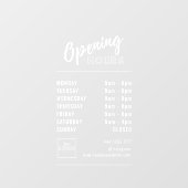 Eenvoudige Professionele Openingstijden Wit met Lo Raamsticker (Vel)