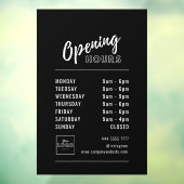 Eenvoudige professionele openingstijden Wit op Zwa Raamsticker (Vel 3)