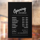 Eenvoudige professionele openingstijden Wit op Zwa Raamsticker (Vel 2)