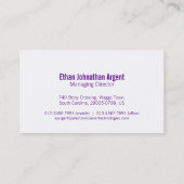 Eenvoudige professionele paarse witte visitekaartj visitekaartje (Achterkant)