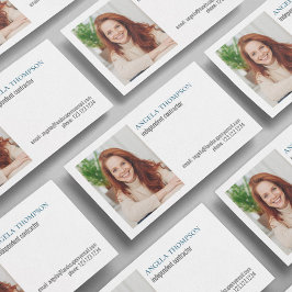 Eenvoudige Professionele QR Code Foto Blauw Visitekaartje