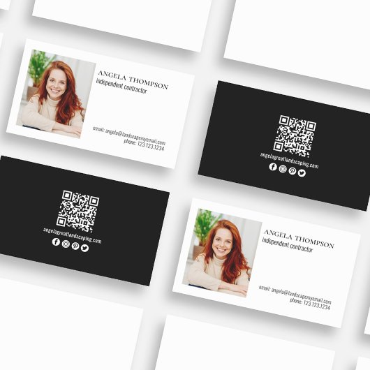 Eenvoudige Professionele QR Code Foto Zwart Visitekaartje