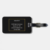 Eenvoudige Professionele QR-code & Logo Goud en Zw Bagagelabel (Achterkant horizontaal)