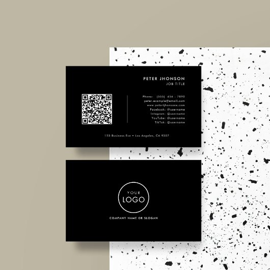 Eenvoudige Professionele QR Code Logo Zwart & Wit Visitekaartje