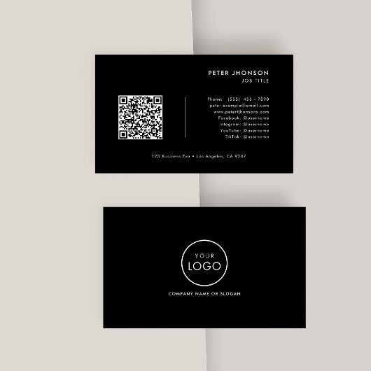 Eenvoudige Professionele QR Code Logo Zwart & Wit Visitekaartje