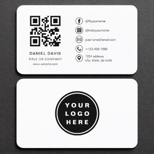 Eenvoudige professionele QR-code-minimalist Visitekaartje