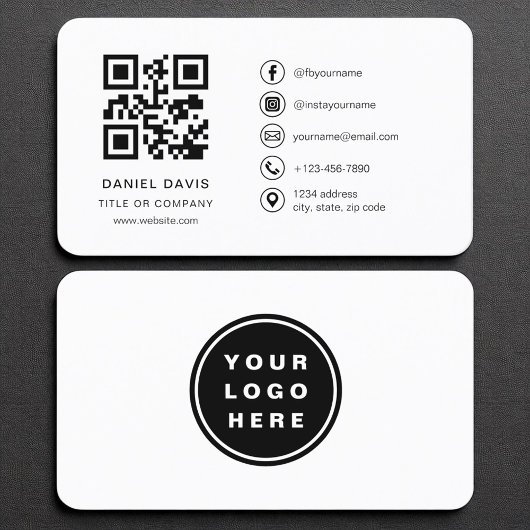 Eenvoudige professionele QR-code-minimalist Visitekaartje