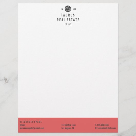 Eenvoudige professionele Rode Stripe Letterhead-Sj Gepersonaliseerd Briefhoofd (Voorkant)