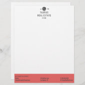 Eenvoudige professionele Rode Stripe Letterhead-Sj Gepersonaliseerd Briefhoofd (Voorkant / Achterkant)