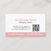 Eenvoudige professionele roze witte QR-code in de  Visitekaartje (Achterkant)