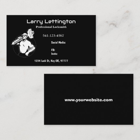 Eenvoudige professionele slotenmaker Visitekaartje (Voorkant / Achterkant)