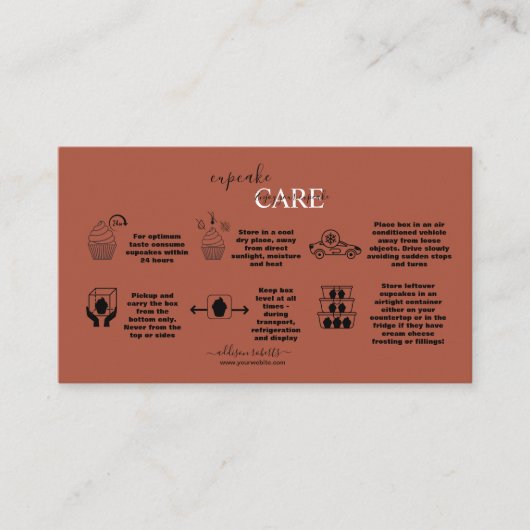 Eenvoudige professionele Terracotta Cupcake-servic Visitekaartje (Voorkant)