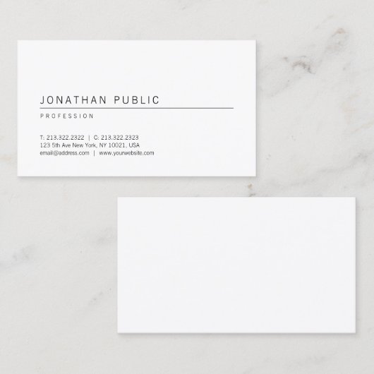 Eenvoudige professionele witte elegante Sjabloon M Visitekaartje (Voorkant / Achterkant)