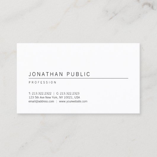 Eenvoudige professionele witte elegante Sjabloon M Visitekaartje (Voorkant)