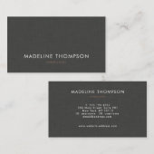 Eenvoudige professionele zwarte linnen visitekaartje (Voorkant / Achterkant)