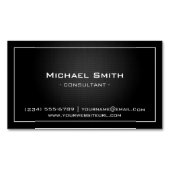 Eenvoudige professionele zwarte metallische modern magnetisch visitekaartje (Voorkant)