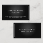Eenvoudige professionele zwarte metallische modern visitekaartje (Voorkant / Achterkant)