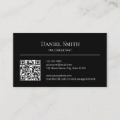 Eenvoudige Professionele Zwarte Monogram QR Code Visitekaartje (Achterkant)