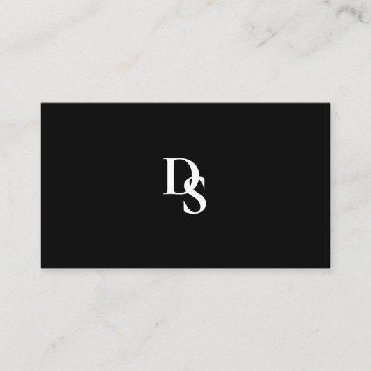 Eenvoudige Professionele Zwarte Monogram QR Code Visitekaartje (Voorkant)