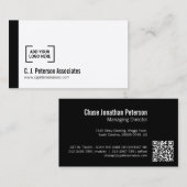 Eenvoudige professionele zwarte witte QR-code voor Visitekaartje (Voorkant / Achterkant)