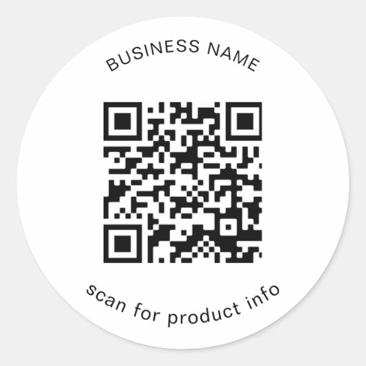 Eenvoudige Promotionele Marketing QR Code Business Ronde Sticker (Voorkant)
