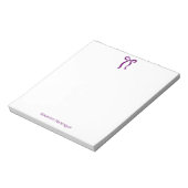 Eenvoudige pruim paarse strik script aangepaste na notitieblok (Linkerzijde)