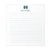 Eenvoudige Pruisisch Blauwe Strik Script Aangepast Notitieblok (Voorkant)