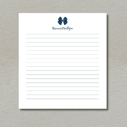 Eenvoudige Pruisisch Blauwe Strik Script Aangepast Notitieblok