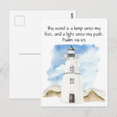 Eenvoudige Psalm Waterverf Blauwe Hemel Vuurtoren Briefkaart (Voorkant / Achterkant)