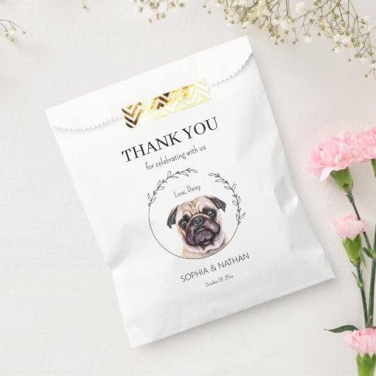Eenvoudige pug bruiloft dank u gunsttas bedankzakje (Gezegeld)