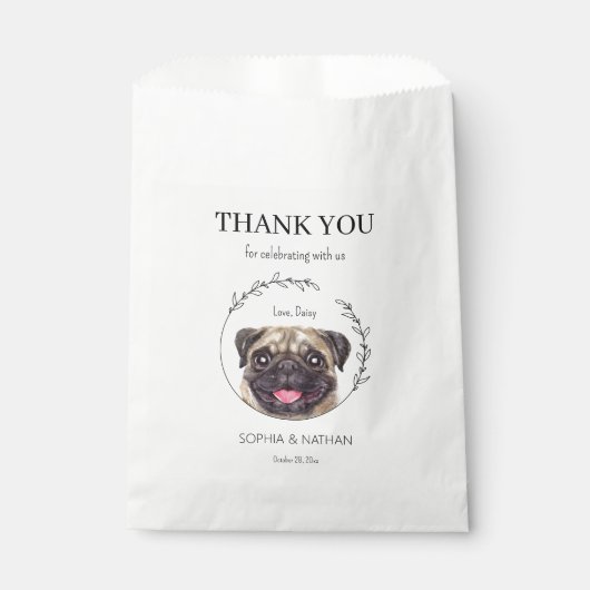 Eenvoudige pug bruiloft dank u gunsttas bedankzakje (Voorkant)