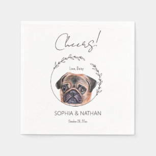 Eenvoudige Pug Hond Bruiloft Cocktail servetten