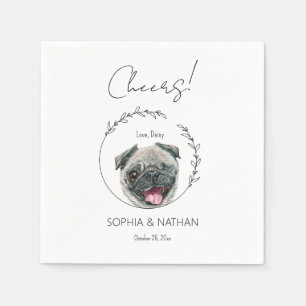 Eenvoudige Pug Hond Bruiloft Cocktail servetten