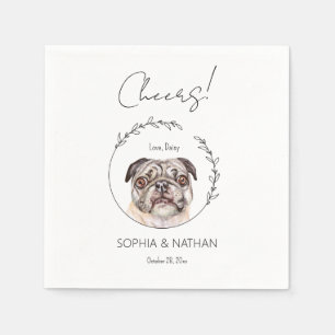 Eenvoudige Pug Hond Bruiloft Cocktail servetten