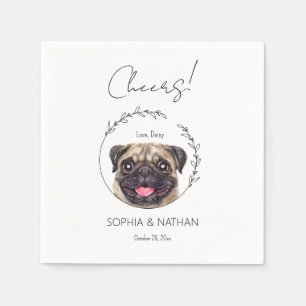 Eenvoudige Pug Hond Bruiloft Cocktail servetten