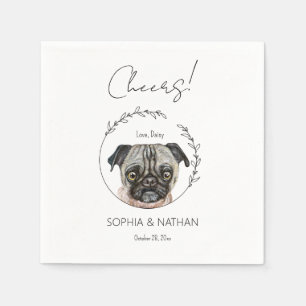 Eenvoudige Pug Hond Bruiloft Cocktail servetten