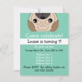 Eenvoudige Pug verjaardagsuitnodiging Kaart (Achterkant)