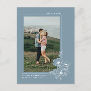 Eenvoudige puinblauwe amandelen maken de datum op aankondigingskaart