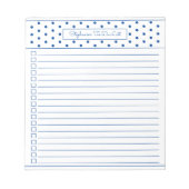 Eenvoudige puntblauwe één kolom om checklist te do notitieblok (Voorkant)