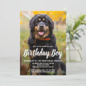 Eenvoudige Puppy Dog Birthday Party Custom Pet Fot Kaart (Staand voorkant)