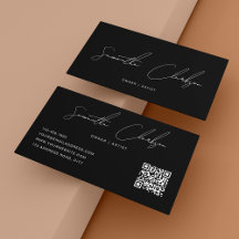 Eenvoudige Pure Zwart Handgeschreven Script QR-cod