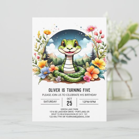 Eenvoudige Python Kinderen Verjaardagsfeest Kaart (Staand voorkant)